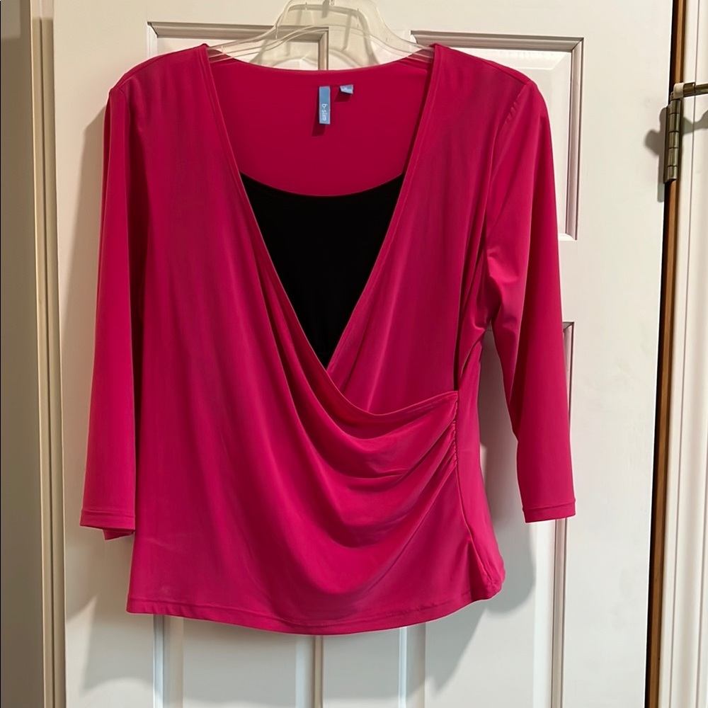 Women's Pink Drape Front Top